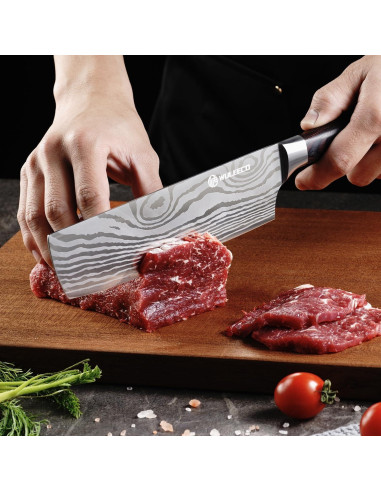 Cuchillo Nakiri WULEECO 17.78 cm Acero Inoxidable Pakkawood