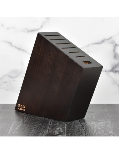 Juego de cuchillos Global 8 piezas con bloque de nogal oscuro