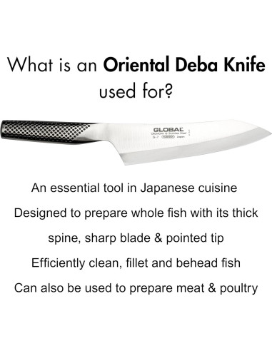 Cuchillo Deba Global G-7 de 17.78 cm - Acero Inoxidable Japonés