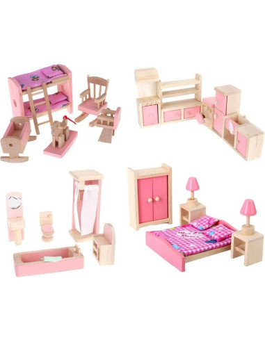 Set de Muebles de Madera NADOBA para Casa de Muñecas 4 Piezas