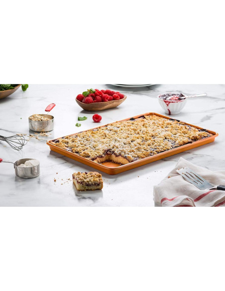 Juego de 2 bandejas para hornear Volar cobre antiadherente 27.9x40.6cm