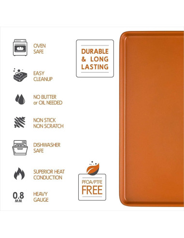 Juego de 2 bandejas para hornear Volar cobre antiadherente 27.9x40.6cm