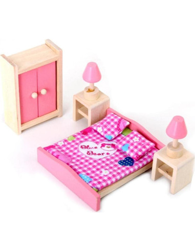 Set de Muebles de Madera NADOBA para Casa de Muñecas 4 Piezas