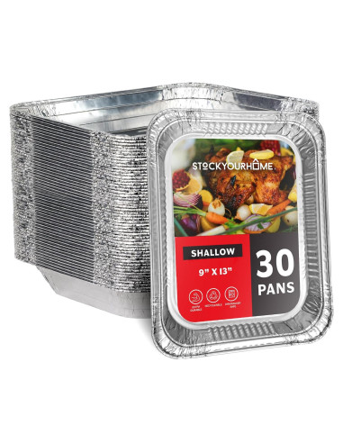 30 Bandejas de Aluminio Desechables 9x13 Stock Your Home