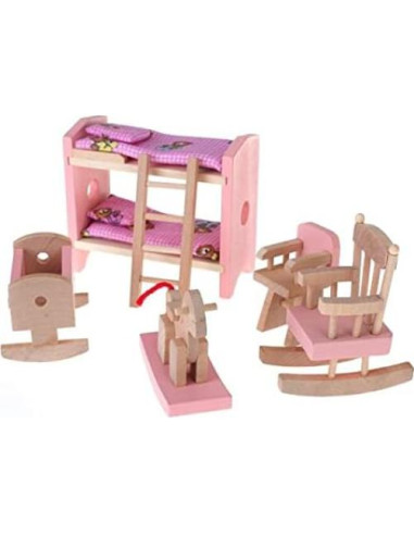 Set de Muebles de Madera NADOBA para Casa de Muñecas 4 Piezas