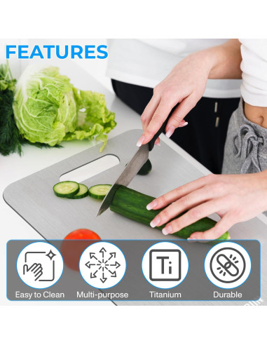 Tabla de Cortar de Titanio GARIIN 33x23cm Higiénica y Duradera