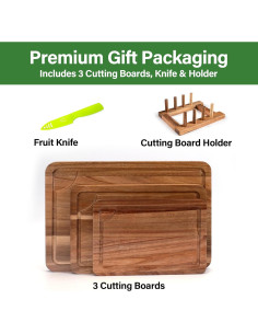 Juego de 3 Tablas de Cortar de Madera de Acacia TJ POP 2