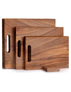 Juego de 3 Tablas de Cortar de Madera de Acacia Cintika