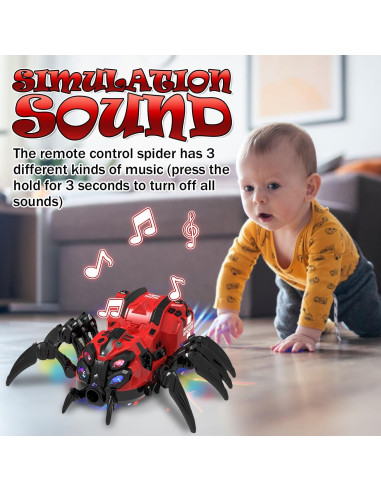 Juguete Araña Control Remoto GAIETYDIY Rojo 20.1x23.5cm