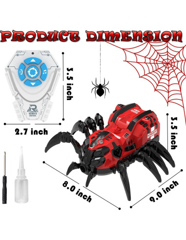 Juguete Araña Control Remoto GAIETYDIY Rojo 20.1x23.5cm