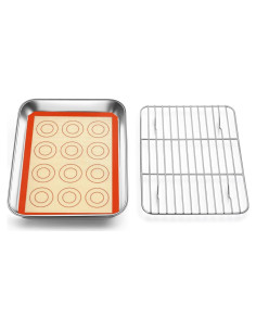 Sartén Mini TeamFar Acero Inoxidable 23 cm con Rejilla y Alfombrilla