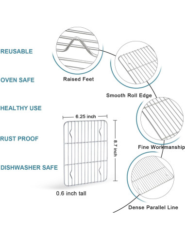 Sartén Mini TeamFar Acero Inoxidable 23 cm con Rejilla y Alfombrilla