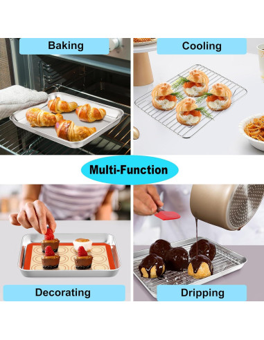 Sartén Mini TeamFar Acero Inoxidable 23 cm con Rejilla y Alfombrilla