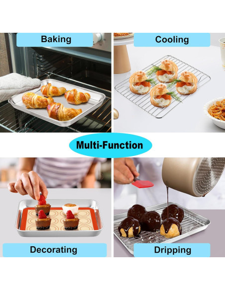 Sartén Mini TeamFar Acero Inoxidable 23 cm con Rejilla y Alfombrilla