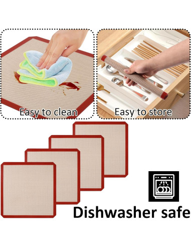 Paquete de 4 Tapetes de Silicona Reutilizables YEXEXINM 30.48 cm