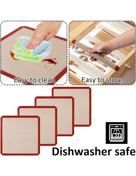 Paquete de 4 Tapetes de Silicona Reutilizables YEXEXINM 30.48 cm