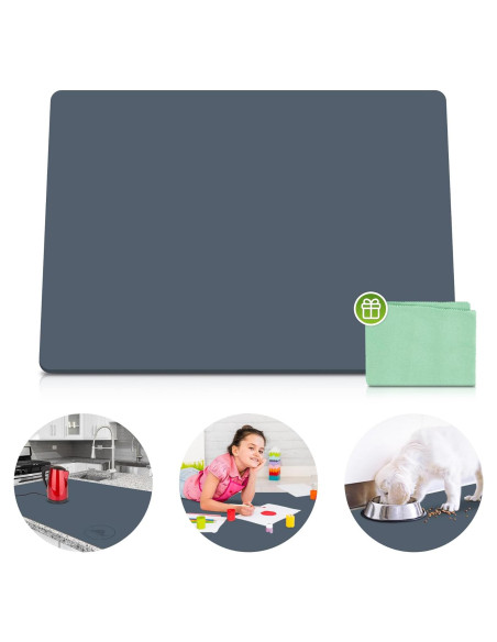 Alfombrilla de Silicona Gris 63.5x43.2cm Famous Dino