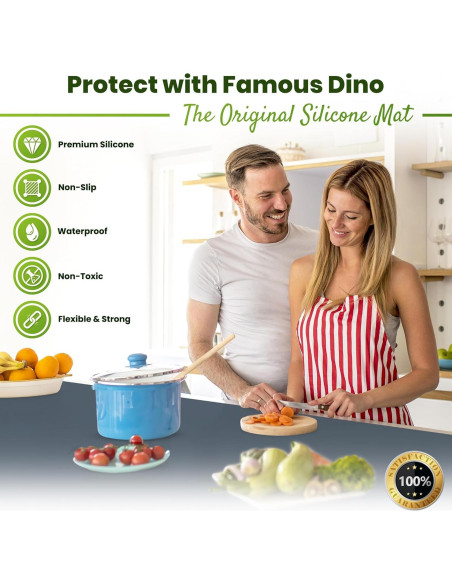 Alfombrilla de Silicona Gris 63.5x43.2cm Famous Dino