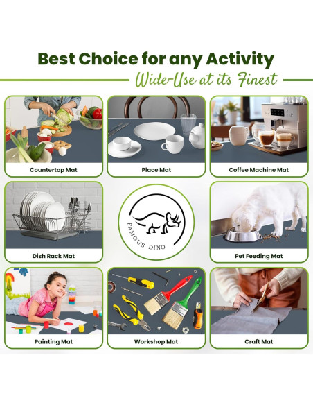 Alfombrilla de Silicona Gris 63.5x43.2cm Famous Dino