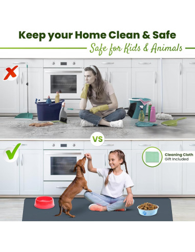 Alfombrilla de Silicona Gris 63.5x43.2cm Famous Dino