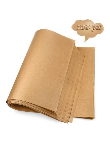 200 Hojas Papel Pergamino Sin Blanquear DISSKNIC 30.48x40.64 cm