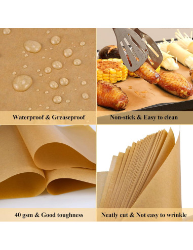 200 Hojas Papel Pergamino Sin Blanquear DISSKNIC 30.48x40.64 cm