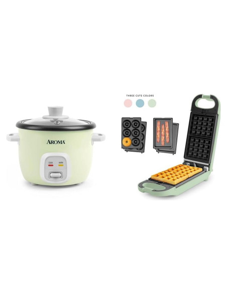 Cocedor de Arroz y Waffle Maker AROMA 4 Tazas 3-en-1