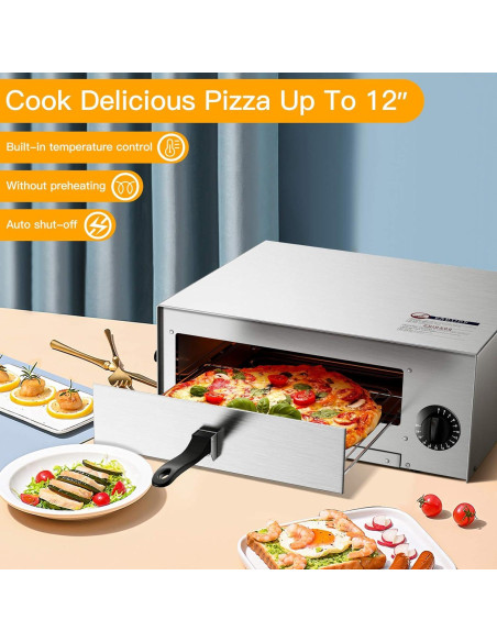 Horno de Pizza Eléctrico Costway 30.48 cm Acero Inoxidable