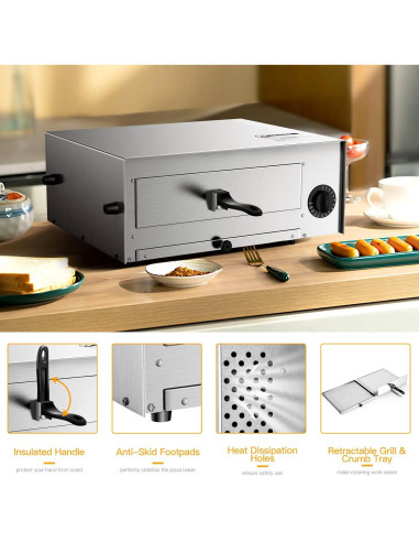 Horno de Pizza Eléctrico Costway 30.48 cm Acero Inoxidable