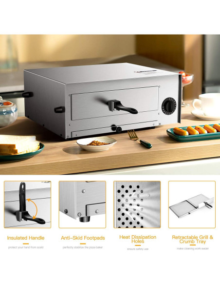 Horno de Pizza Eléctrico Costway 30.48 cm Acero Inoxidable