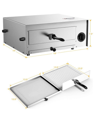 Horno de Pizza Eléctrico Costway 30.48 cm Acero Inoxidable