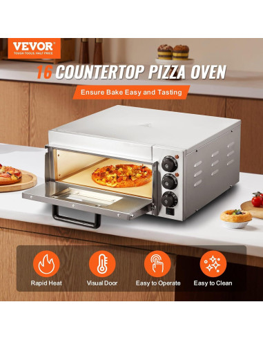 Horno de Pizza Eléctrico VEVOR 16" Acero Inoxidable 350C