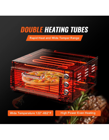 Horno de Pizza Eléctrico VEVOR 16" Acero Inoxidable 350C