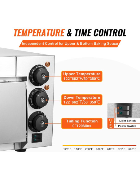 Horno de Pizza Eléctrico VEVOR 16" Acero Inoxidable 350C