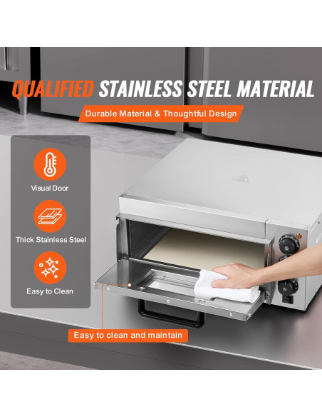 Horno de Pizza Eléctrico VEVOR 16" Acero Inoxidable 350C