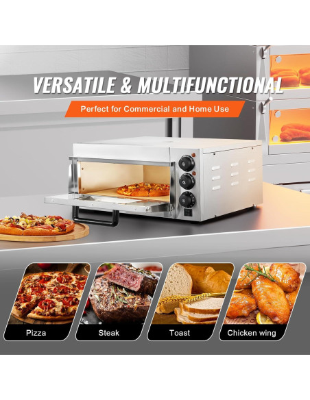 Horno de Pizza Eléctrico VEVOR 16" Acero Inoxidable 350C