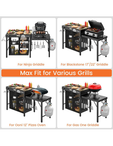 Mesa de Parrilla Plegable Leteuke 153.9x50.5cm para BBQ