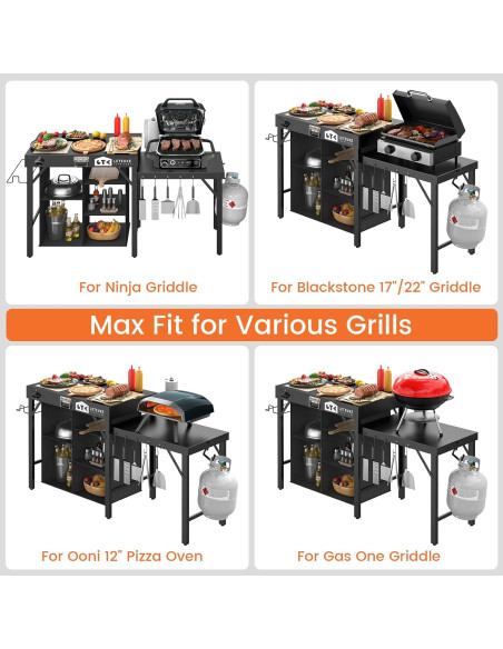 Mesa de Parrilla Plegable Leteuke 153.9x50.5cm para BBQ