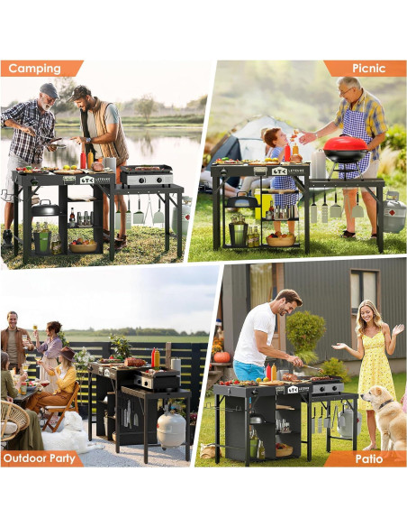 Mesa de Parrilla Plegable Leteuke 153.9x50.5cm para BBQ