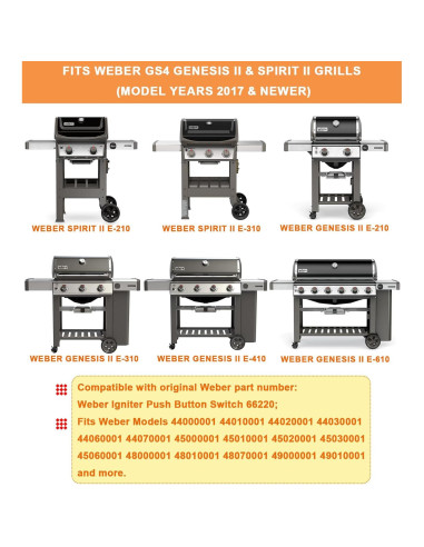 Interruptor de Encendido Weber 66220 para Parrillas Genesis II y Spirit II
