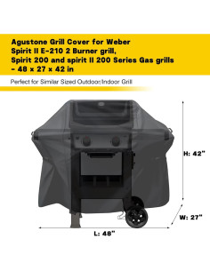 Funda para Parrilla Agustone 48x27x42cm Impermeable Negra 2