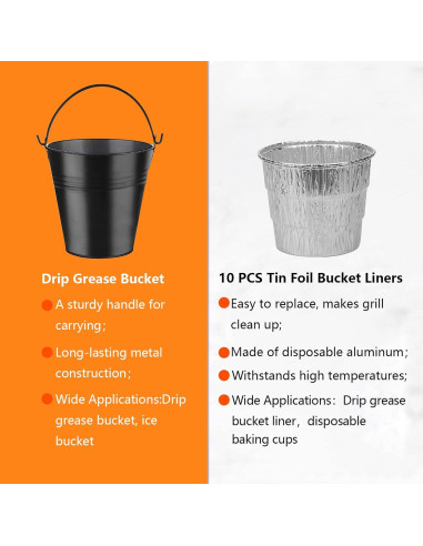 Cubeta de Grasa para Parrilla Unidanho con 10 Forros de Aluminio