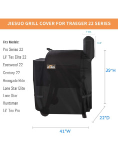 Cubierta para Parrilla Traeger 22 JIESUO Impermeable 104.1x55.9x99.1cm 2