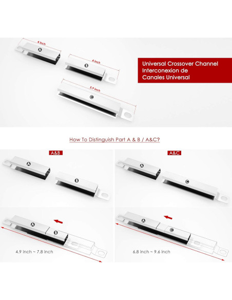Tubo de Cruce Ajustable Utheer Acero Inoxidable 304 4 Pzas