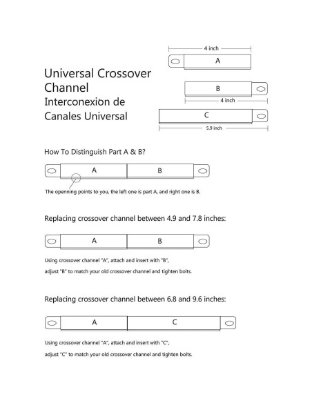 Tubo de Cruce Ajustable Utheer Acero Inoxidable 304 4 Pzas