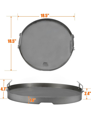 Plancha Redonda Skyflame 46.99 cm con Drenaje de Grasa