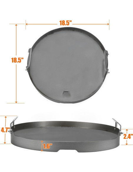 Plancha Redonda Skyflame 46.99 cm con Drenaje de Grasa