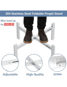 Soporte ajustable para fogata CANDANA 15-27" acero inoxidable 2