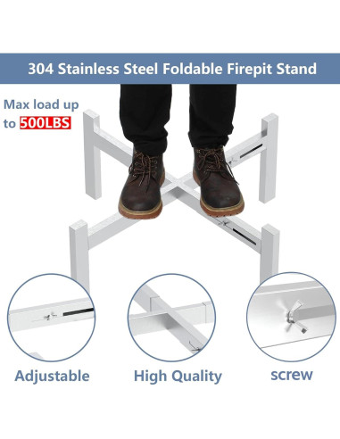 Soporte ajustable para fogata CANDANA 15-27" acero inoxidable