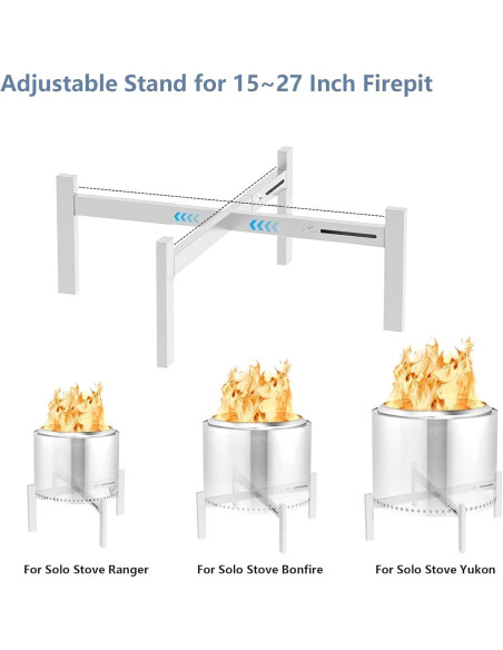 Soporte ajustable para fogata CANDANA 15-27" acero inoxidable